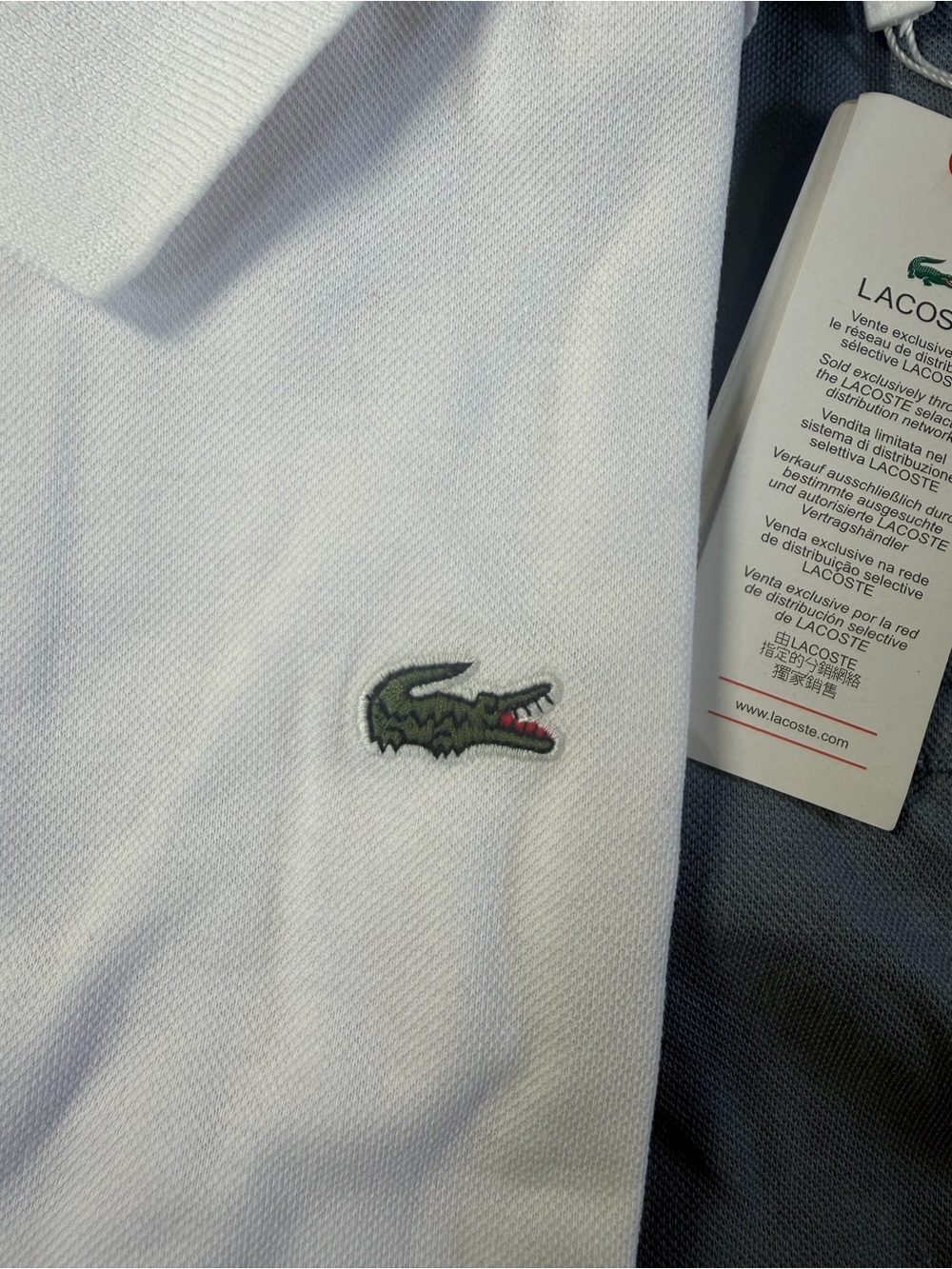 Lacoste White Polo Shirt with Green Crocodile Logo - Picture 2 of 3